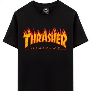 Thrasher -Flame Logo Black T Shirt